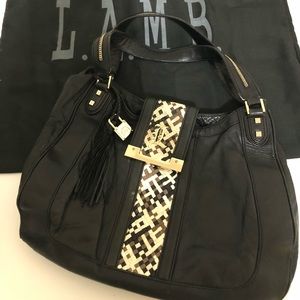 LAMB by Gwen Stefani large black leather handbag